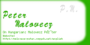 peter malovecz business card